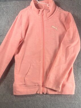 Puma Girls Peach Full Zip Fleece Jacket Size XL (16) Youth
